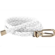 Women Ladies Weaved Braid PU Leather Skinny Narrow Waistband Waist Belt 1cm Wide