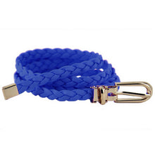 Women Ladies Weaved Braid PU Leather Skinny Narrow Waistband Waist Belt 1cm Wide