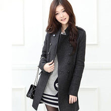 Women Lapel Windbreaker Double Breasted Long Parka Woolen Coat Trench Outwear Work Jacket