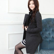 Women Lapel Windbreaker Double Breasted Long Parka Woolen Coat Trench Outwear Work Jacket