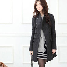Women Lapel Windbreaker Double Breasted Long Parka Woolen Coat Trench Outwear Work Jacket