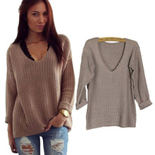 Women Long Sleeve Pullover Loose Tops Coat V-Neck Casual Sweater Knitwear Blouse