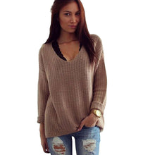 Women Long Sleeve Pullover Loose Tops Coat V-Neck Casual Sweater Knitwear Blouse