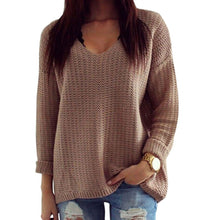 Women Long Sleeve Pullover Loose Tops Coat V-Neck Casual Sweater Knitwear Blouse