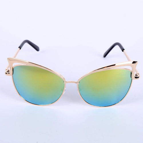 Women Metal Frame Sexy Cat Eye Sunglasses Coating Vintage Sun Glasses Oculos de grau Femininos UV400 LY6