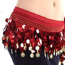 Women  Belly Dance Costume Hip Scarf Wrap Sequins Belt 58 Coins Chiffon Skirt