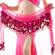 Women  Belly Dance Costume Hip Scarf Wrap Sequins Belt 58 Coins Chiffon Skirt