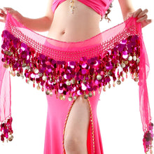 Women  Belly Dance Costume Hip Scarf Wrap Sequins Belt 58 Coins Chiffon Skirt