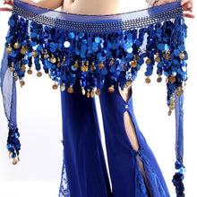 Women  Belly Dance Costume Hip Scarf Wrap Sequins Belt 58 Coins Chiffon Skirt