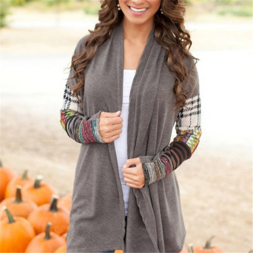 Women  Long Sleeve Knitwear Casual Outwear Jacket Coat Sweater Cardigan Gray