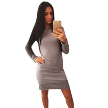 Women Sexy Bandage Long Sleeve Bodycon Party Warm O-Neck Pencil Mini Dress