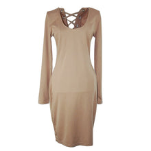 Women Sexy Bodycon Bandage Dress Backless Drawstring Hip Wrap Long Sleeve Dresses