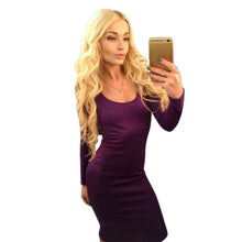 Women Sexy Bodycon Bandage Dress Backless Drawstring Hip Wrap Long Sleeve Dresses