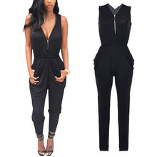 Women Sexy Deep V Zip  Sweet Sexy Casual Vogue Slim Fit Clubwear Long Full Jumpsuit Trousers Pants Playsuit Romper