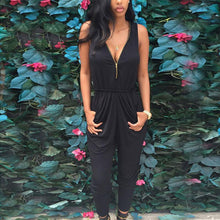 Women Sexy Deep V Zip  Sweet Sexy Casual Vogue Slim Fit Clubwear Long Full Jumpsuit Trousers Pants Playsuit Romper