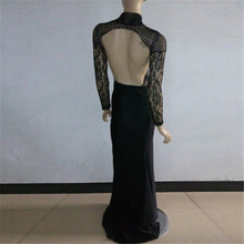 Women Sexy Lined Long Sleeve Dress Backless Party Evening Elegant Ladies Fomal Gown Ball Dress