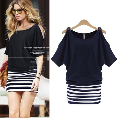 Women Sexy Striped Bodycon Casual Cocktail Party Mini Dress Dresses