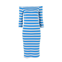 Women Bodycon Dress Sexy Lady Half Sleeve Off Shoulder Stripe Stretch Party Dresses Cotton Vestidos