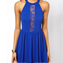 Women Casual Sleeveless Lace Party Dress Beach Sundress Color Blue Yellow