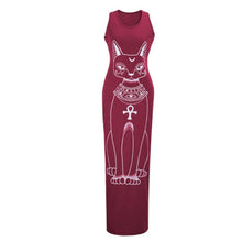 Women Sexy Casual Boho Long Maxi Beach Dress cartoons Cat Sundress