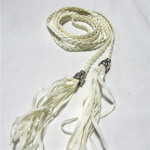 Women Thin Long PU Leather Woven Belt Tassel Clothing Waist Strap Braided Belt P16
