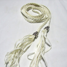 Women Thin Long PU Leather Woven Belt Tassel Clothing Waist Strap Braided Belt P16