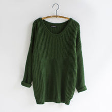 Women Warm Casual Round Neck Long Sleeve Knitted Sweater Loose Knitwear Pullovers