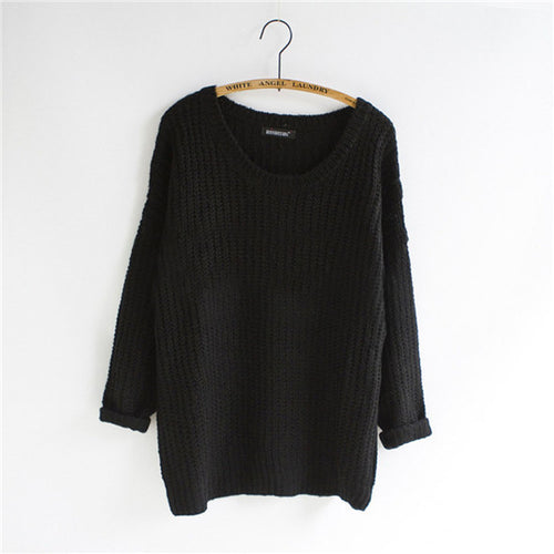 Women Warm Casual Round Neck Long Sleeve Knitted Sweater Loose Knitwear Pullovers