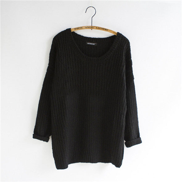 Women Warm Casual Round Neck Long Sleeve Knitted Sweater Loose Knitwear Pullovers