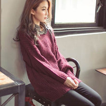 Women Warm Casual Round Neck Long Sleeve Knitted Sweater Loose Knitwear Pullovers