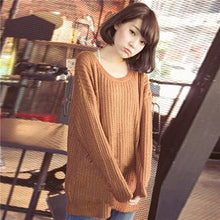Women Warm Casual Round Neck Long Sleeve Knitted Sweater Loose Knitwear Pullovers