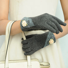 Women Warm Cotton Touch Screen Glove Bow Flower Lace Wrist Gloves Mittens
