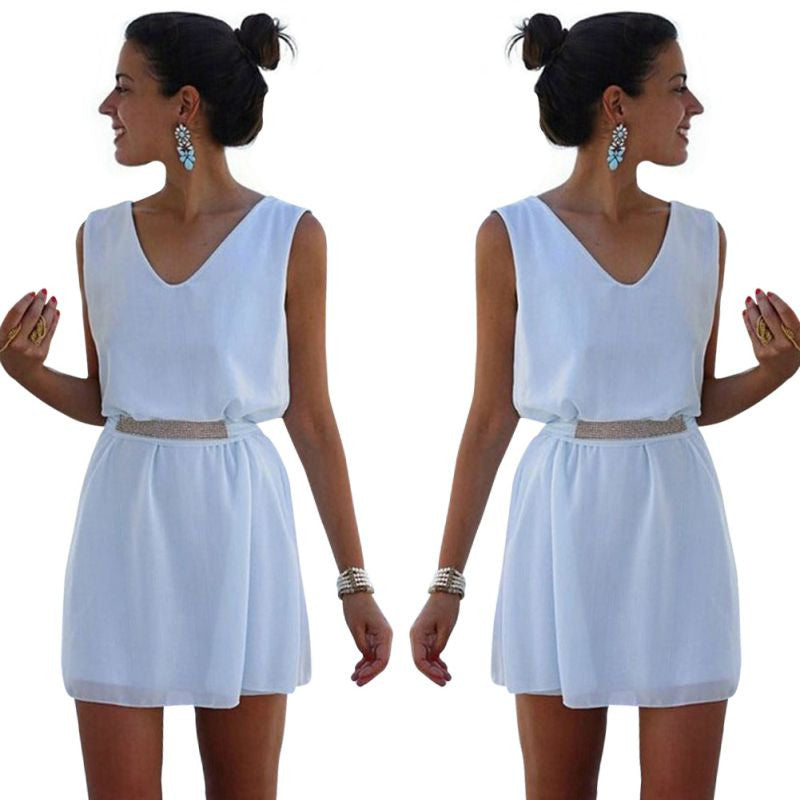 Women's Evening Party Bodycon Mini Dress White Dress Shirt Dresses