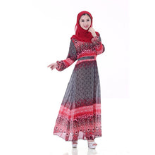 Women's Floral Chiffon Kaftan Abaya Jilbab Islamic Muslim Long Sleeve Maxi Dress PY3