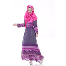 Women's Floral Chiffon Kaftan Abaya Jilbab Islamic Muslim Long Sleeve Maxi Dress PY3