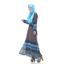 Women's Floral Chiffon Kaftan Abaya Jilbab Islamic Muslim Long Sleeve Maxi Dress PY3