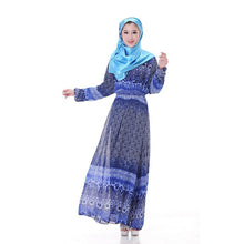 Women's Floral Chiffon Kaftan Abaya Jilbab Islamic Muslim Long Sleeve Maxi Dress PY3