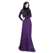 Women's Lace Long Sleeve Party Maxi Embroidery Dress Abaya Islamic Muslim Wear PY3