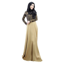 Women's Lace Long Sleeve Party Maxi Embroidery Dress Abaya Islamic Muslim Wear PY3