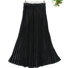 Women's Pleated Retro Maxi Long Skirt Elastic WaistBand Belt Chiffon Dance Skirt P16