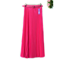 Women's Pleated Retro Maxi Long Skirt Elastic WaistBand Belt Chiffon Dance Skirt P16