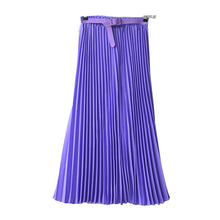 Women's Pleated Retro Maxi Long Skirt Elastic WaistBand Belt Chiffon Dance Skirt P16