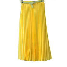 Women's Pleated Retro Maxi Long Skirt Elastic WaistBand Belt Chiffon Dance Skirt P16