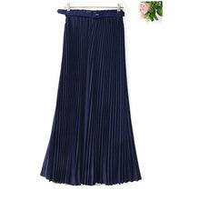 Women's Pleated Retro Maxi Long Skirt Elastic WaistBand Belt Chiffon Dance Skirt P16