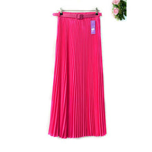 Women's Pleated Retro Maxi Long Skirt Elastic WaistBand Belt Chiffon Dance Skirt P16