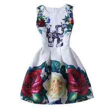 Women's Sleeveless Casual Sundress Flower Cotton Pleated Short Floral Mini Dress