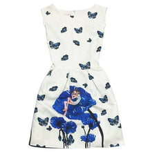 Women's Sleeveless Casual Sundress Flower Cotton Pleated Short Floral Mini Dress