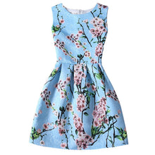 Women's Sleeveless Casual Sundress Flower Cotton Pleated Short Floral Mini Dress