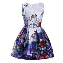 Women's Sleeveless Casual Sundress Flower Cotton Pleated Short Floral Mini Dress
