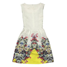 Women's Sleeveless Casual Sundress Flower Cotton Pleated Short Floral Mini Dress